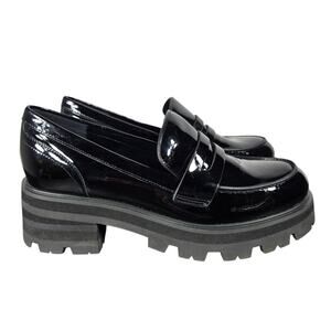 Marc Fisher Latika Loafers Women 8 Black Lug Sole Platform Goth Chunky Y2K Style